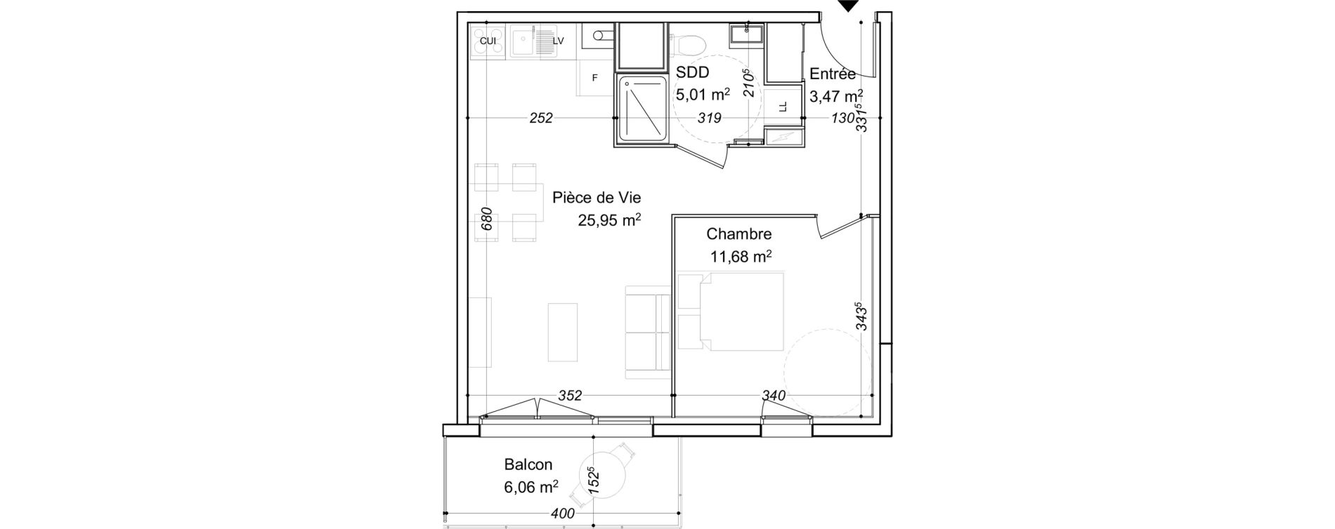 Appartement T2 de 46,11 m2 &agrave; Petit-Couronne Le pommeret - mairie