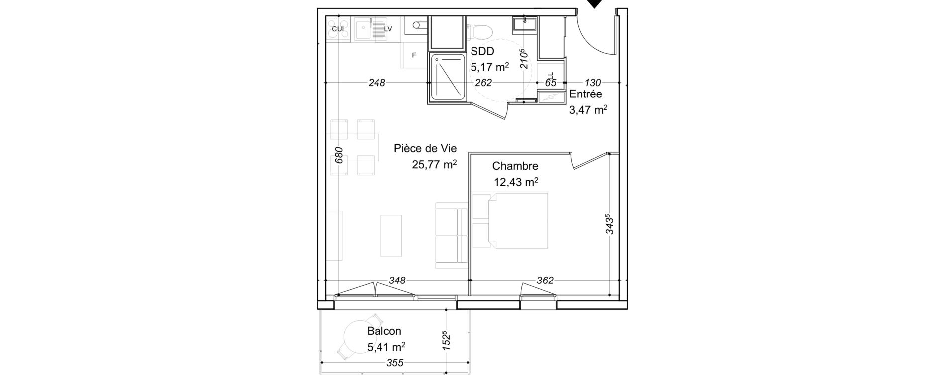 Appartement T2 de 46,84 m2 &agrave; Petit-Couronne Le pommeret - mairie