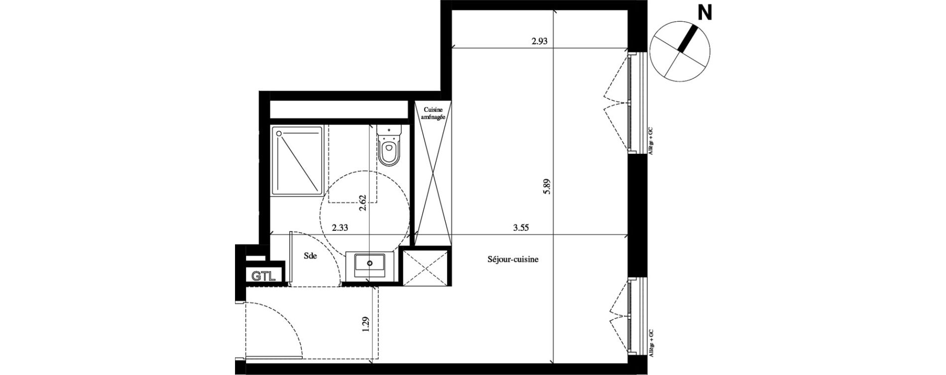 Studio de 29,52 m2 &agrave; Rouen Flaubert