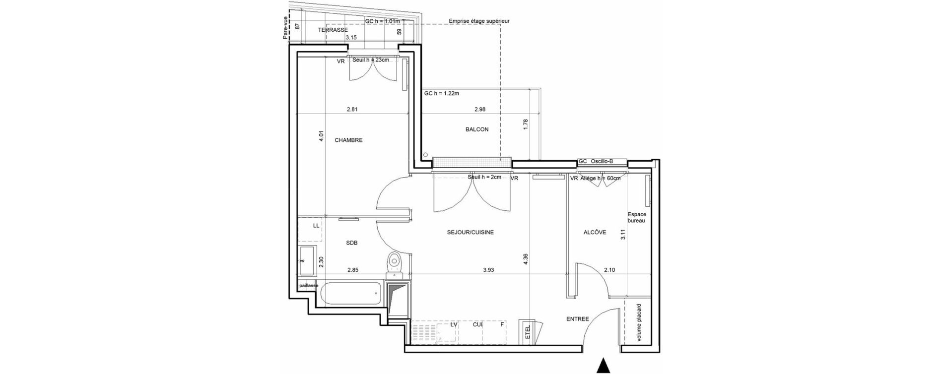 Appartement T2 de 43,18 m2 &agrave; Rouen Blossom park