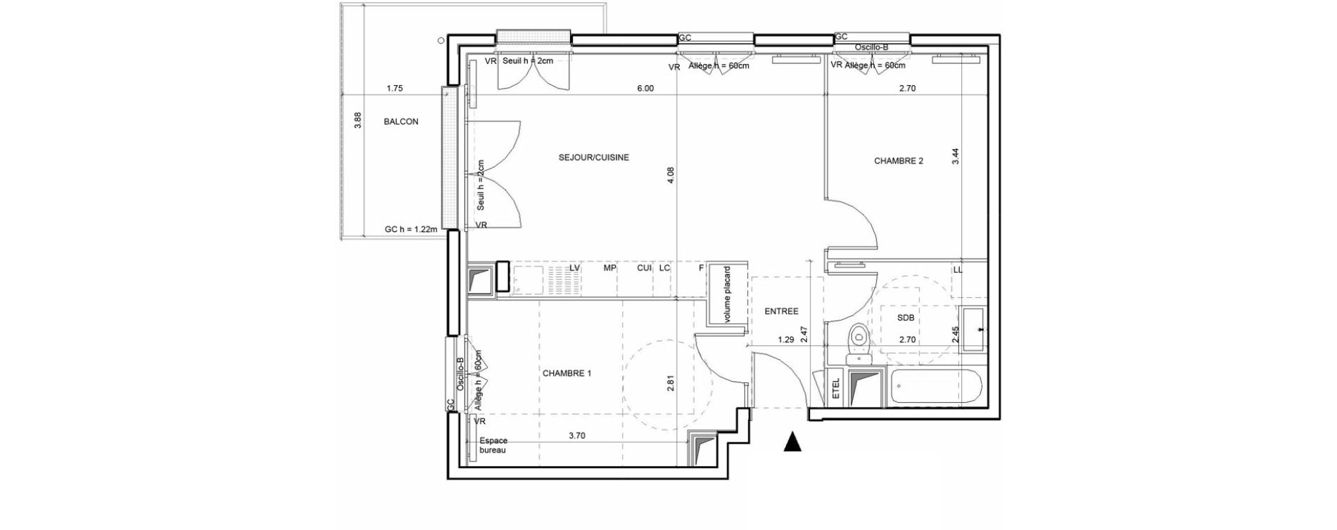 Appartement T3 de 54,03 m2 &agrave; Rouen Blossom park