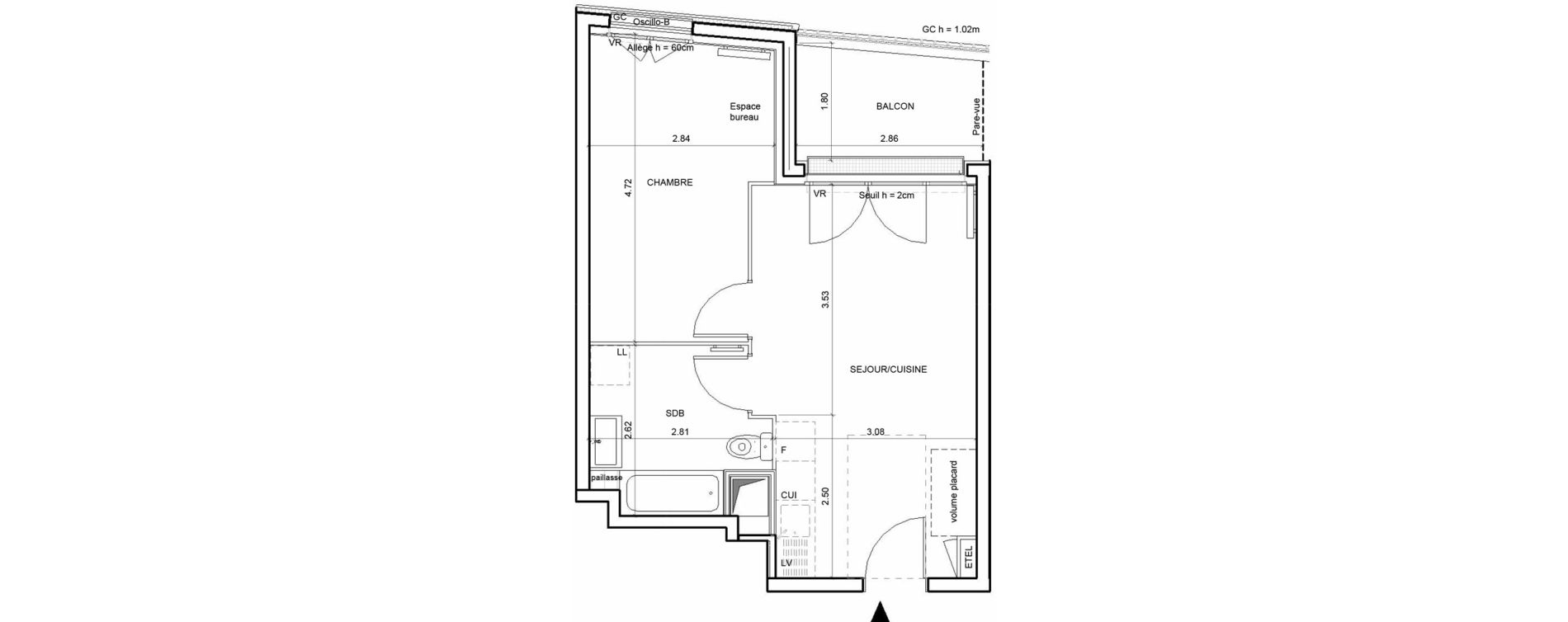 Appartement T2 de 38,02 m2 &agrave; Rouen Blossom park