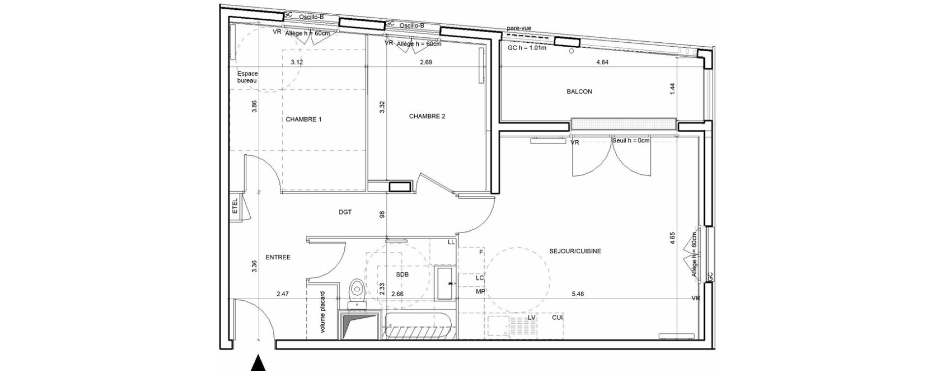 Appartement T3 de 61,29 m2 &agrave; Rouen Blossom park