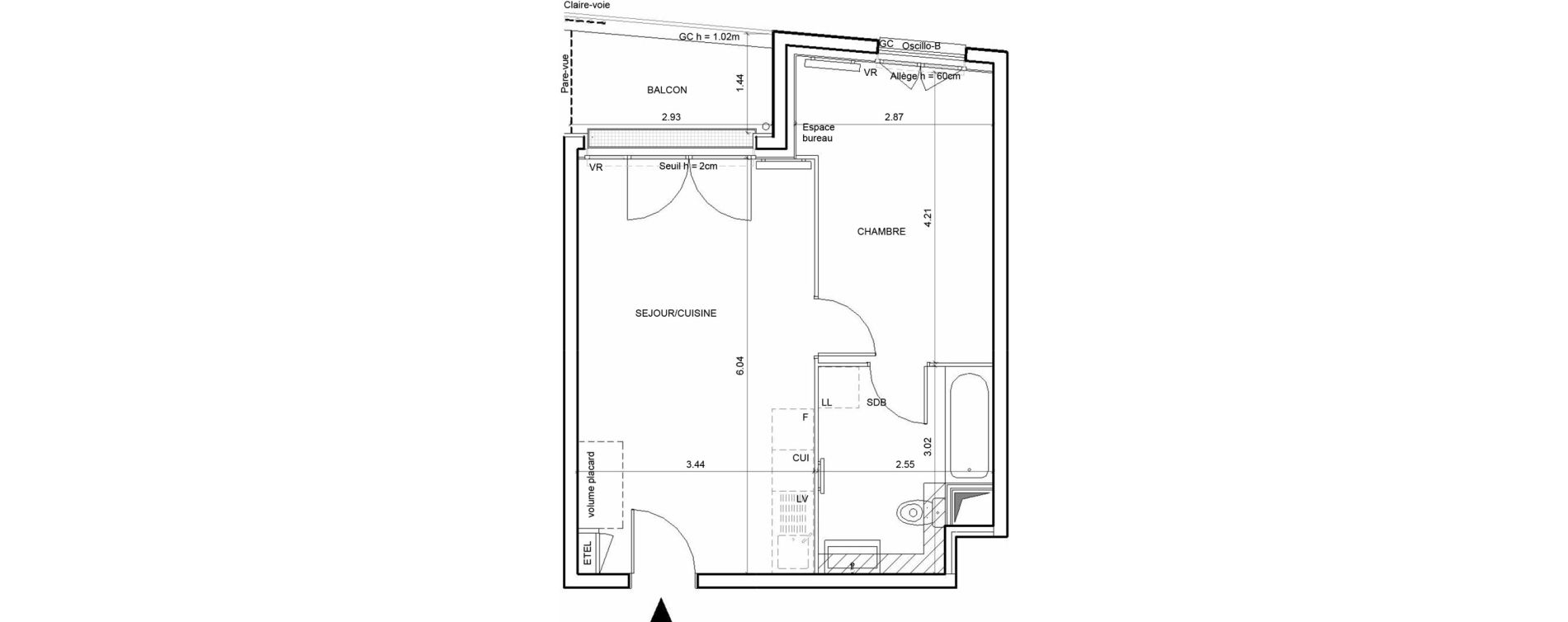 Appartement T2 de 38,80 m2 &agrave; Rouen Blossom park