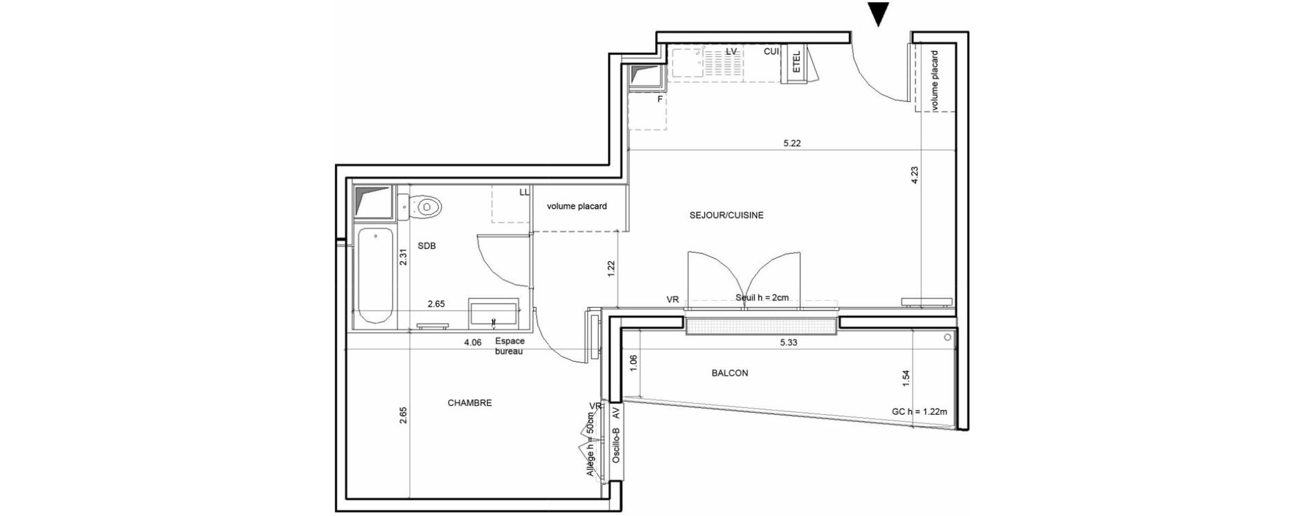 Appartement T2 de 41,52 m2 &agrave; Rouen Blossom park