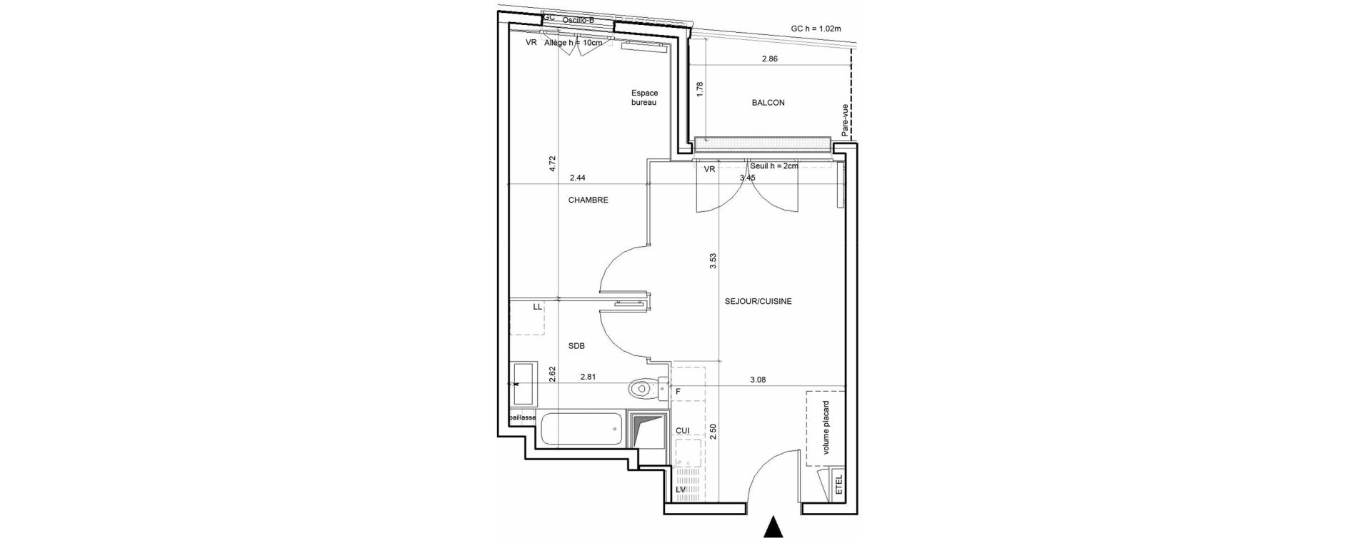 Appartement T2 de 38,04 m2 &agrave; Rouen Blossom park