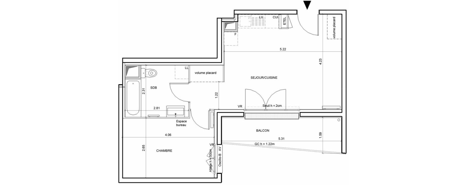 Appartement T2 de 41,52 m2 &agrave; Rouen Blossom park