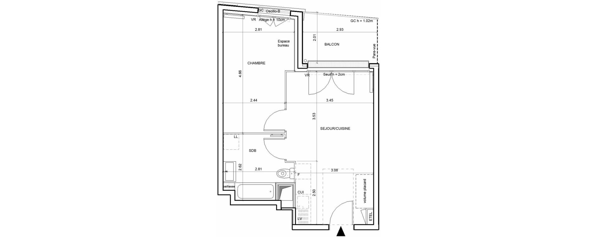 Appartement T2 de 38,04 m2 &agrave; Rouen Blossom park