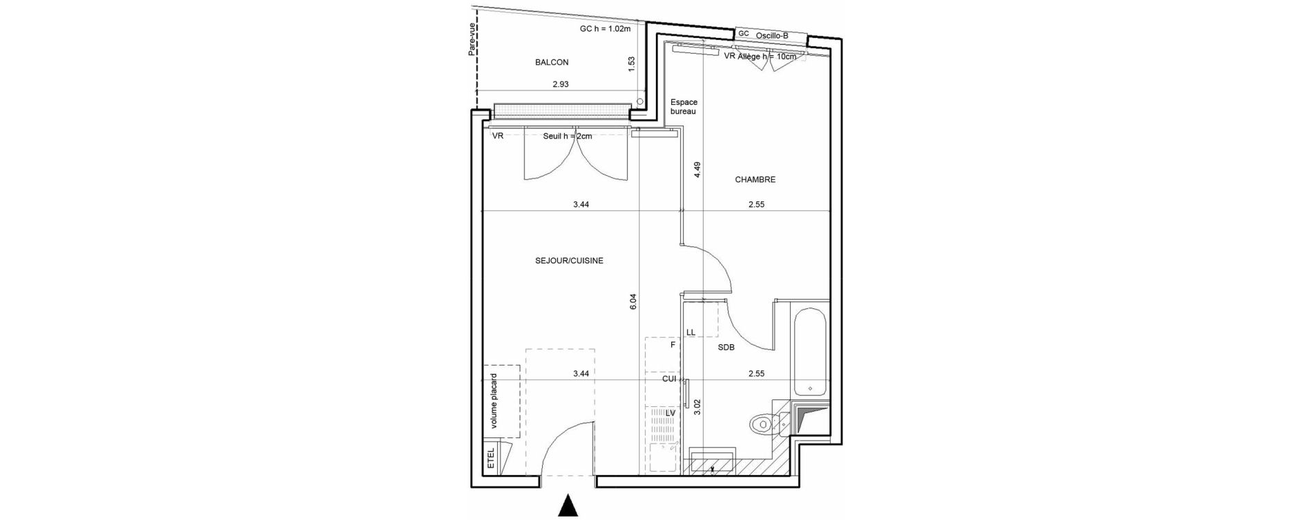 Appartement T2 de 38,80 m2 &agrave; Rouen Blossom park