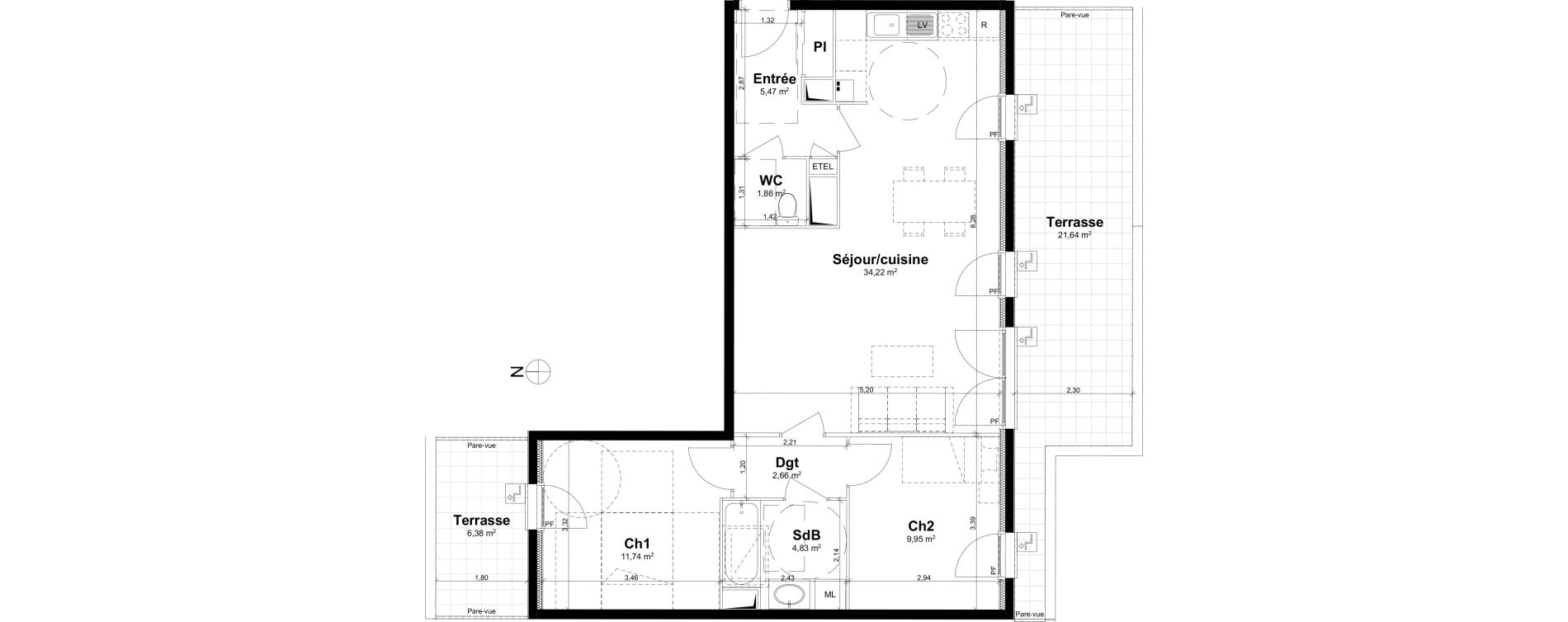 Appartement T3 de 70,73 m2 &agrave; Rouen Saint clement - jardin des plantes