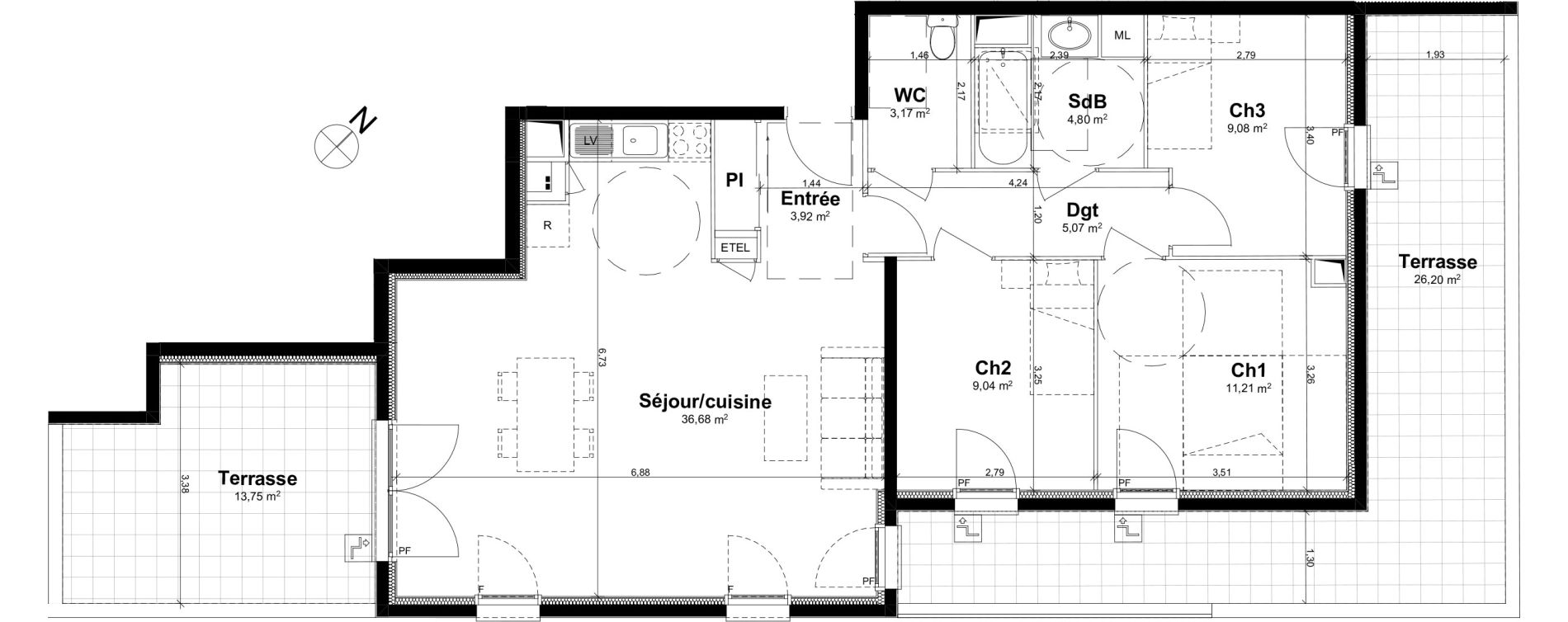 Appartement T4 de 82,97 m2 &agrave; Rouen Saint clement - jardin des plantes