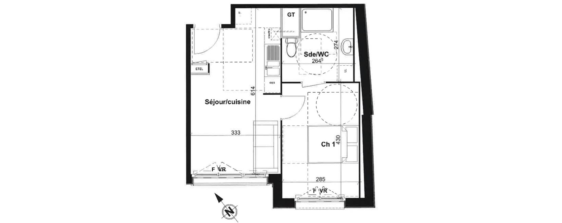 Appartement T2 de 37,45 m2 &agrave; Rouen Saint sever - orleans