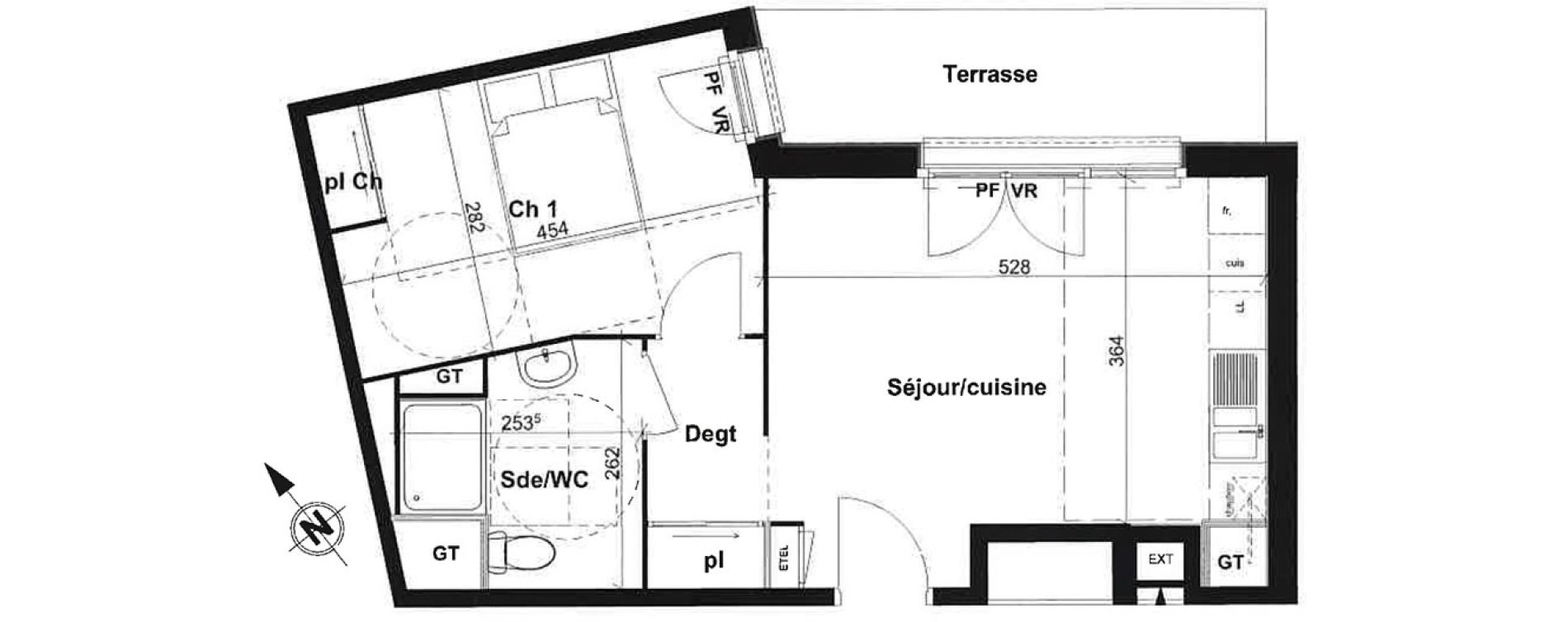 Appartement T2 de 41,41 m2 &agrave; Rouen Saint sever - orleans