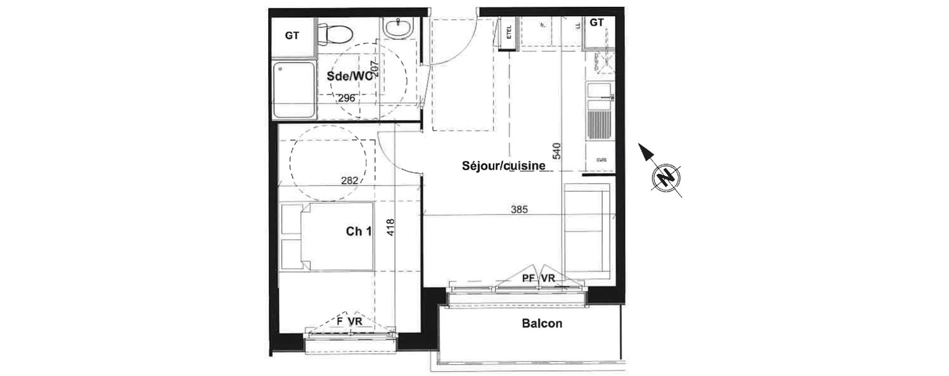 Appartement T2 de 37,13 m2 &agrave; Rouen Saint sever - orleans