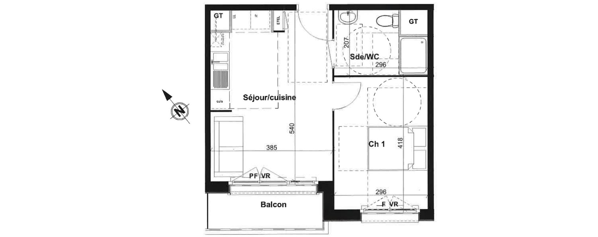 Appartement T2 de 38,13 m2 &agrave; Rouen Saint sever - orleans