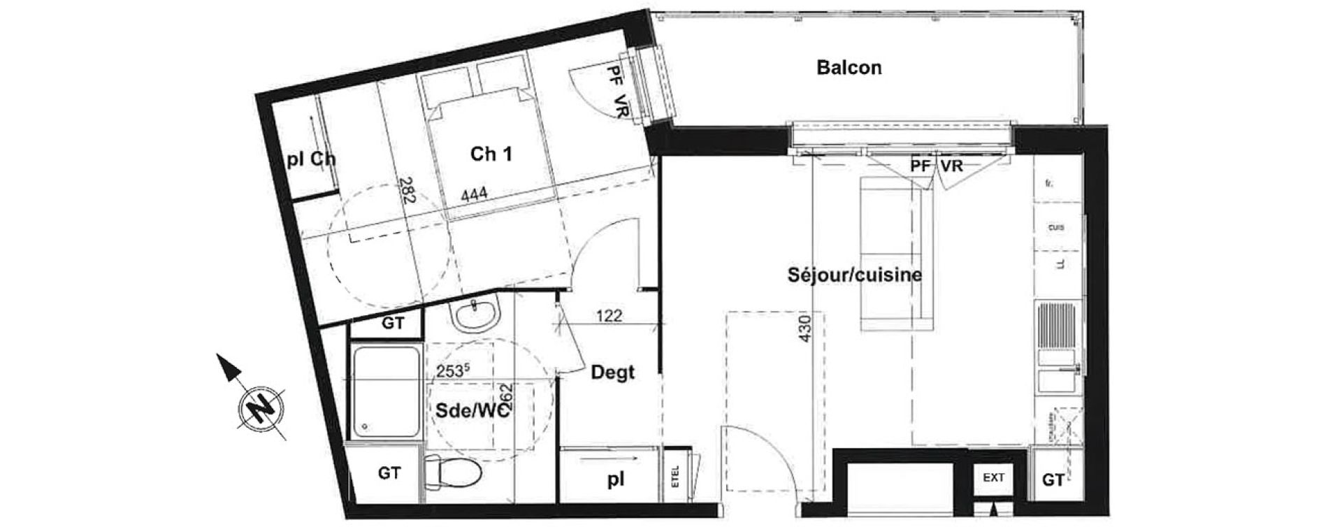 Appartement T2 de 41,41 m2 &agrave; Rouen Saint sever - orleans