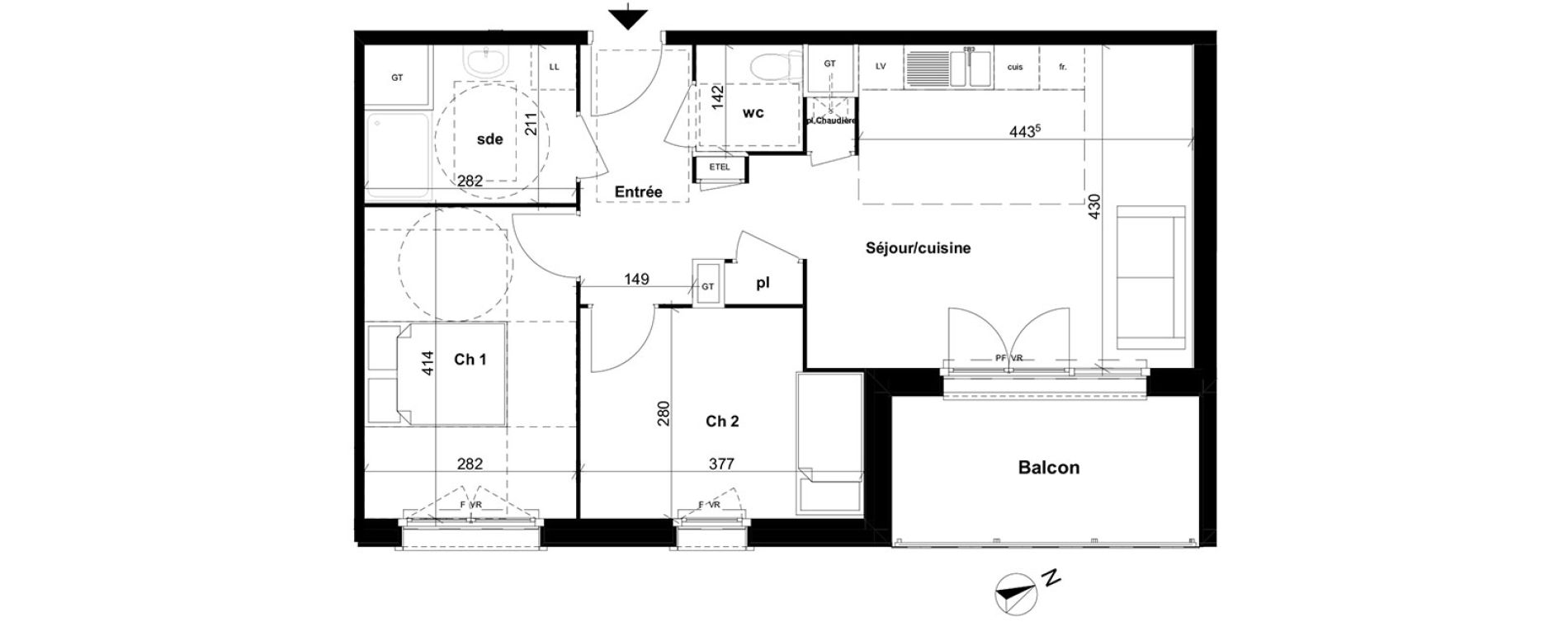 Appartement T3 de 57,74 m2 &agrave; Rouen Saint sever - orleans