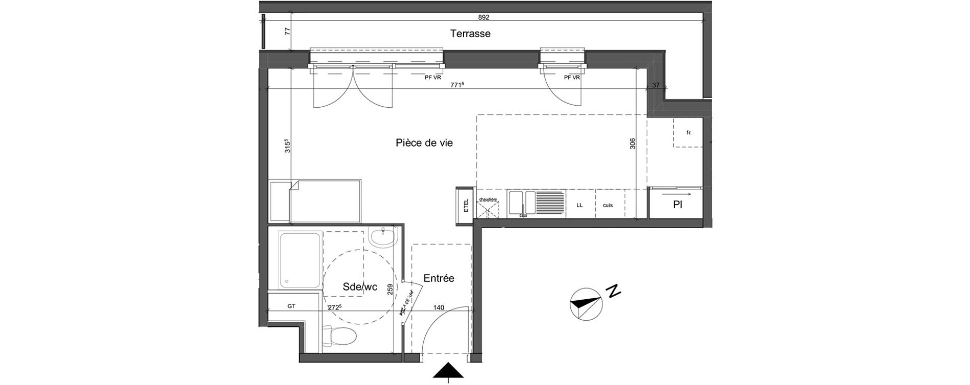 Appartement T1 de 35,00 m2 &agrave; Rouen Saint sever - orleans