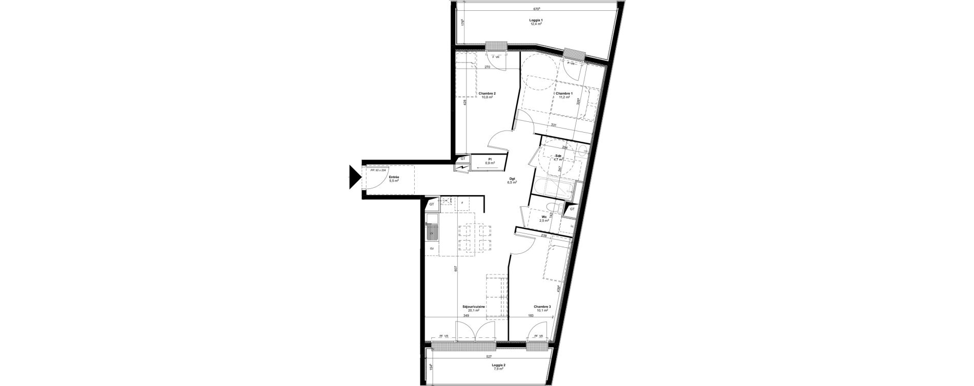 Appartement T4 de 72,30 m2 &agrave; Rouen Saint sever - orleans