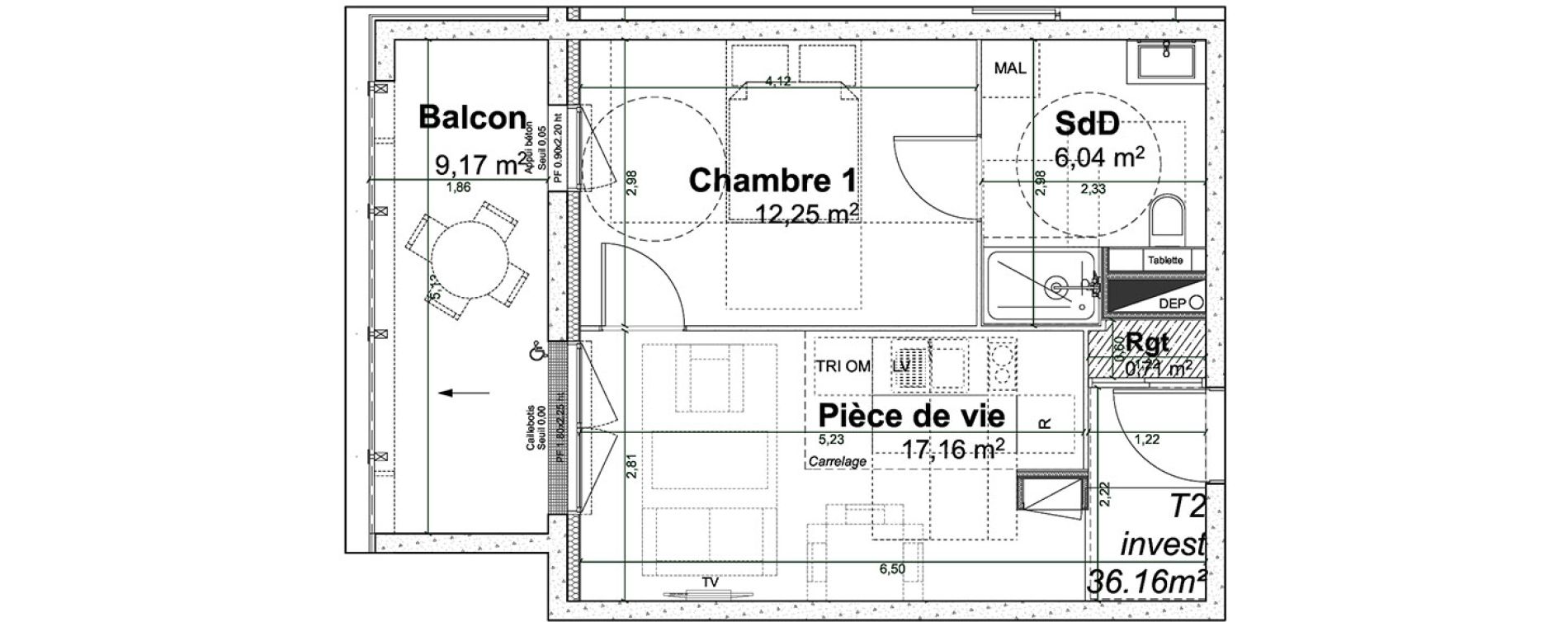 Appartement T2 de 36,16 m2 &agrave; Rouen Pasteur