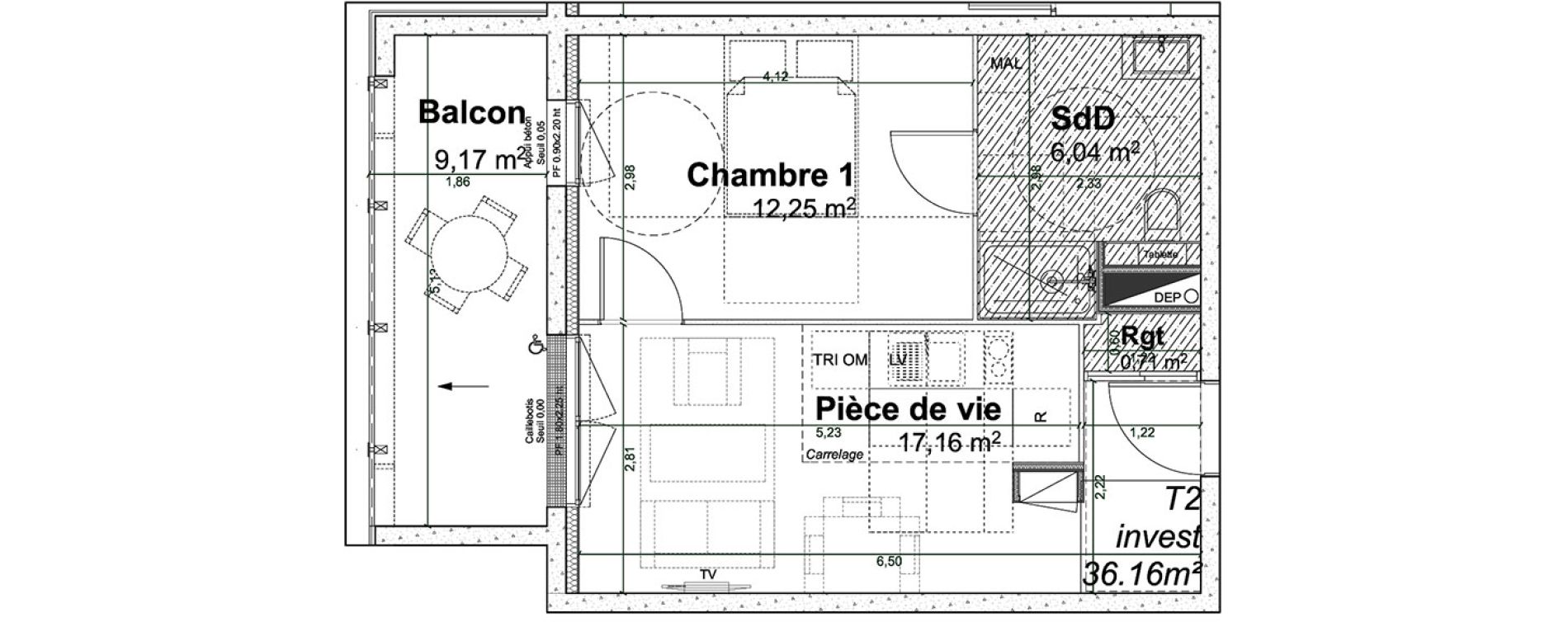 Appartement T2 de 36,16 m2 &agrave; Rouen Pasteur