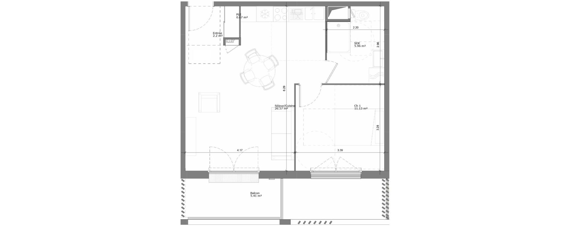 Appartement T2 de 46,53 m2 &agrave; Rouen Pasteur