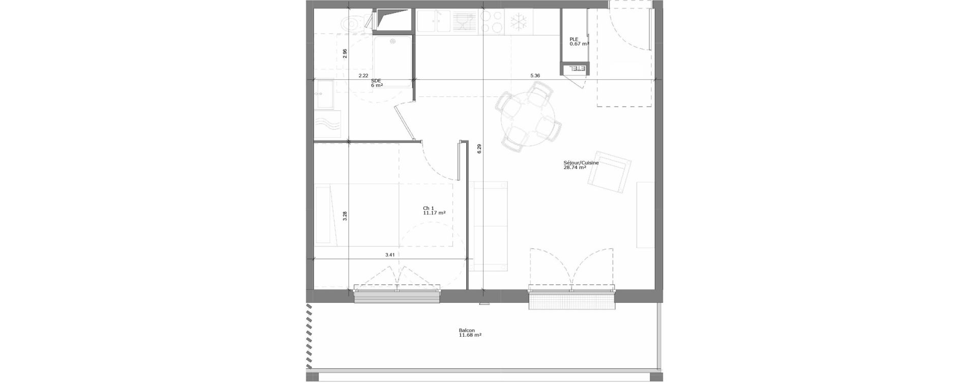 Appartement T2 de 46,58 m2 &agrave; Rouen Pasteur