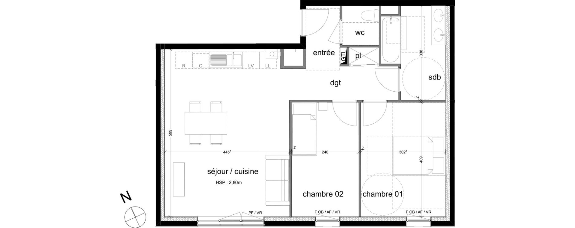Appartement T3 de 65,14 m2 &agrave; Rouen Saint sever - orleans