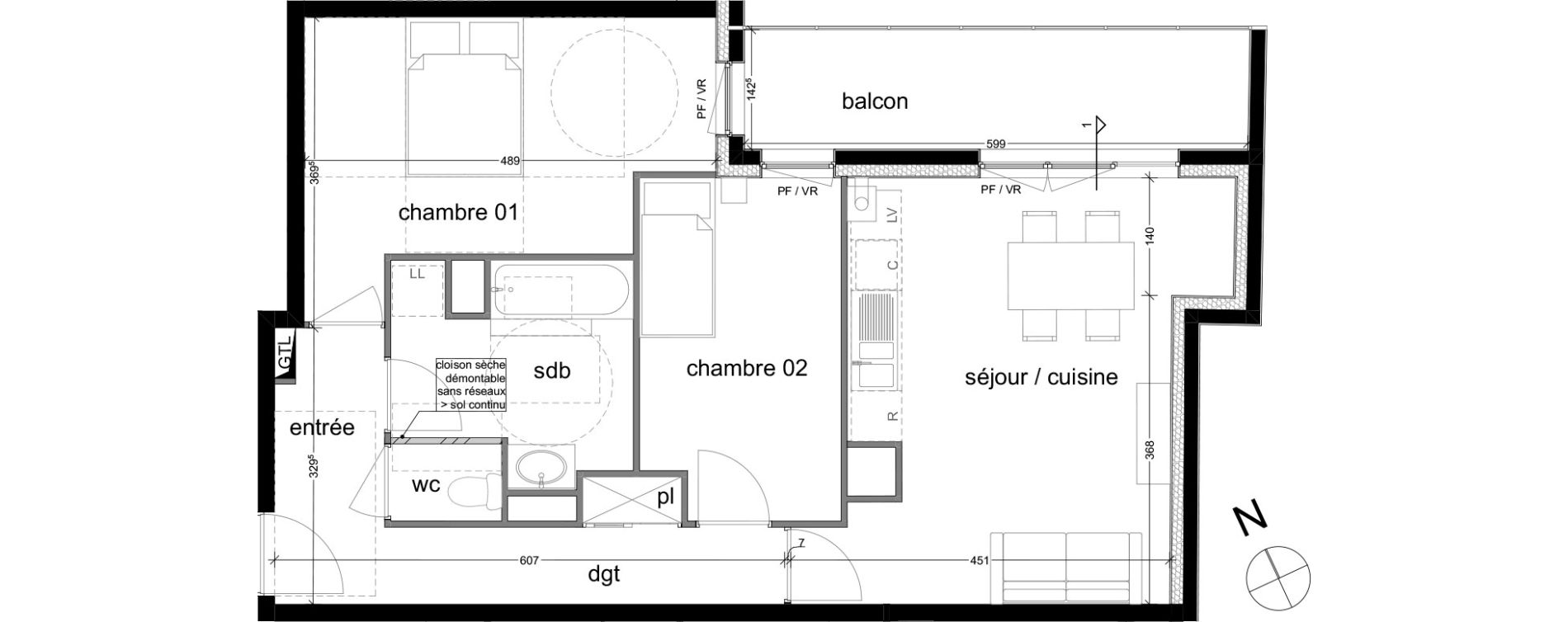 Appartement T3 de 60,82 m2 &agrave; Rouen Saint sever - orleans