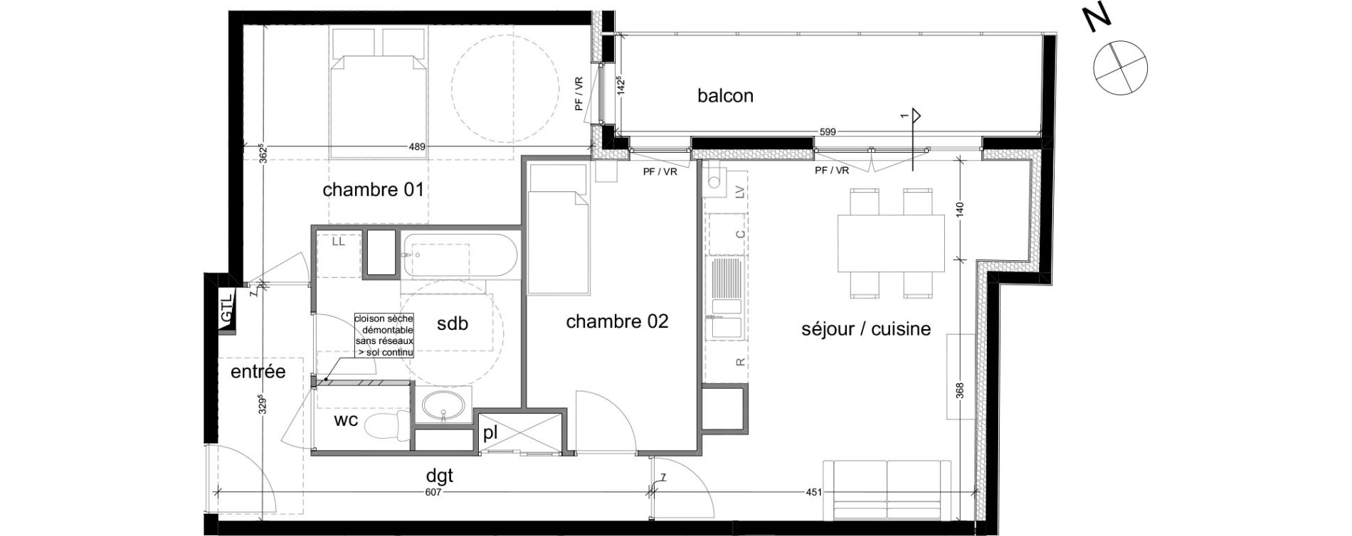 Appartement T3 de 60,82 m2 &agrave; Rouen Saint sever - orleans