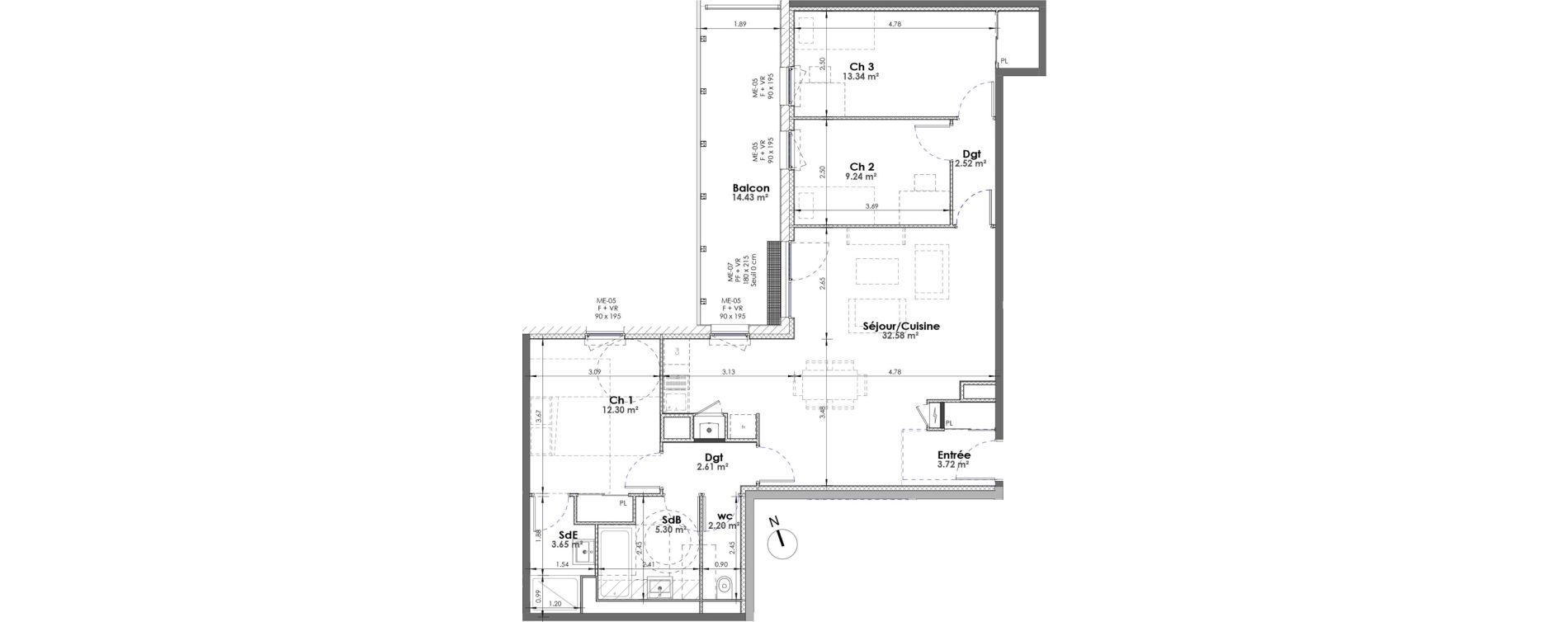 Appartement T4 de 87,47 m2 &agrave; Rouen Saint-nicaise