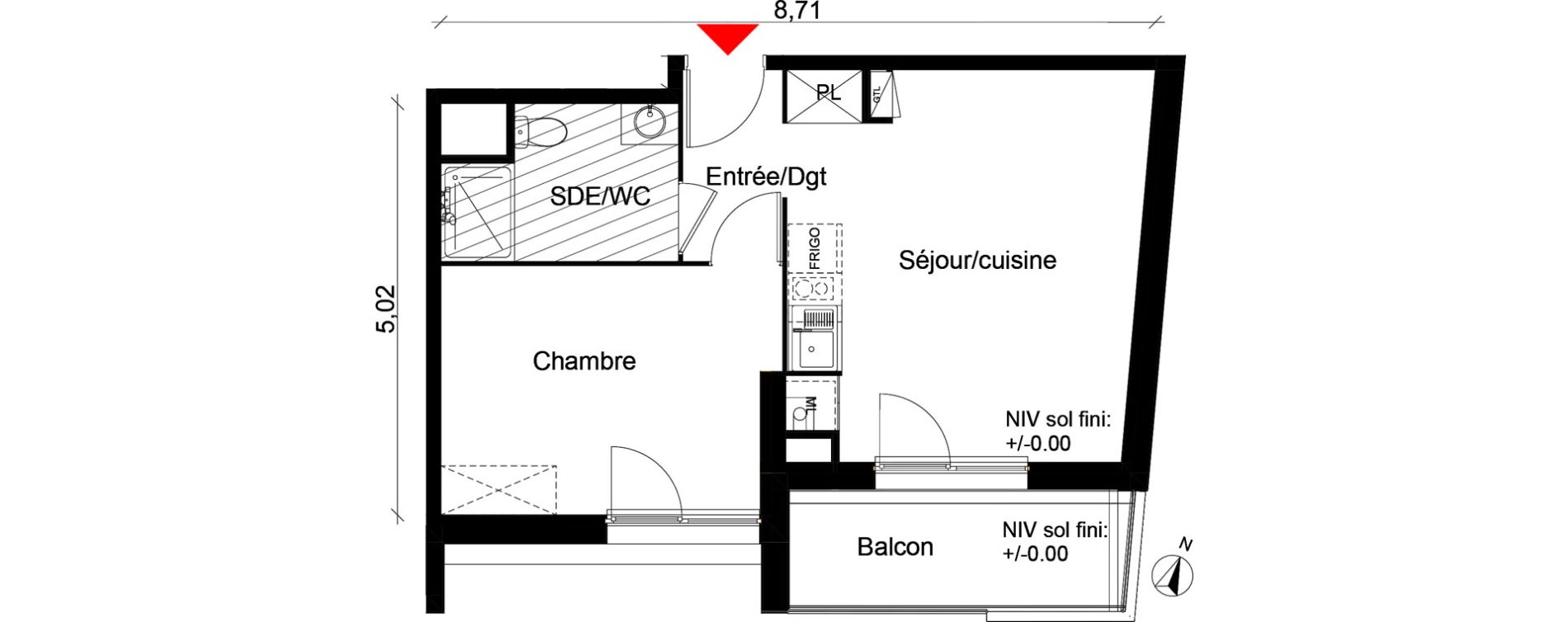 Appartement T2 de 40,06 m2 &agrave; Rouen Grammont