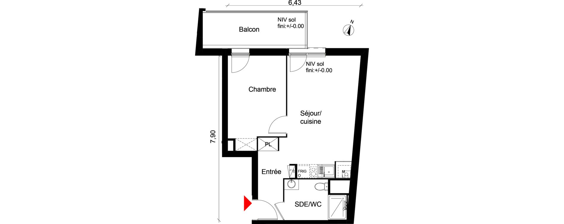 Appartement T2 de 41,56 m2 &agrave; Rouen Grammont