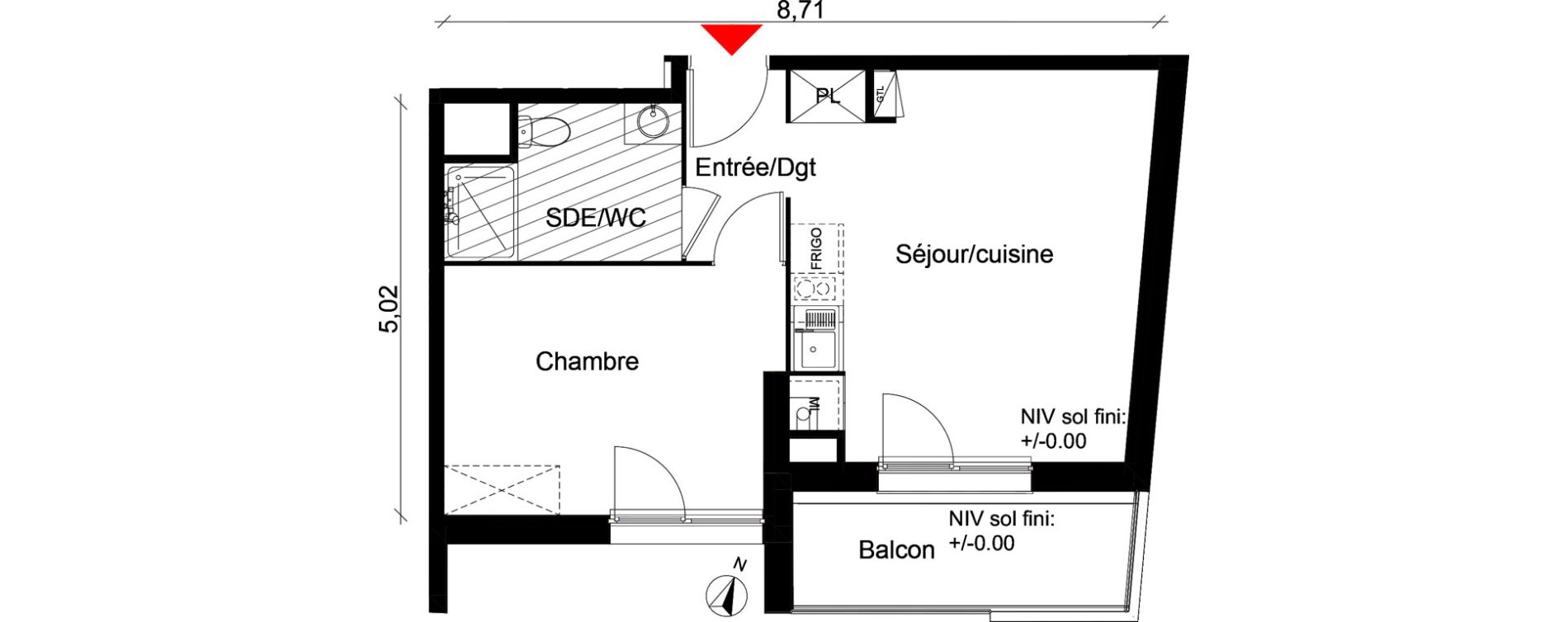 Appartement T2 de 40,03 m2 &agrave; Rouen Grammont
