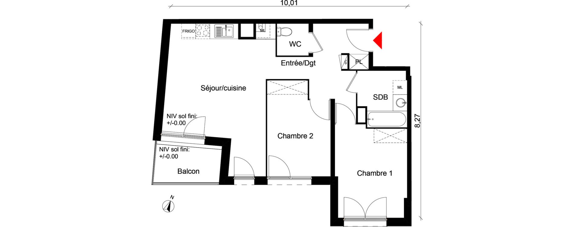 Appartement T3 de 60,83 m2 &agrave; Rouen Grammont