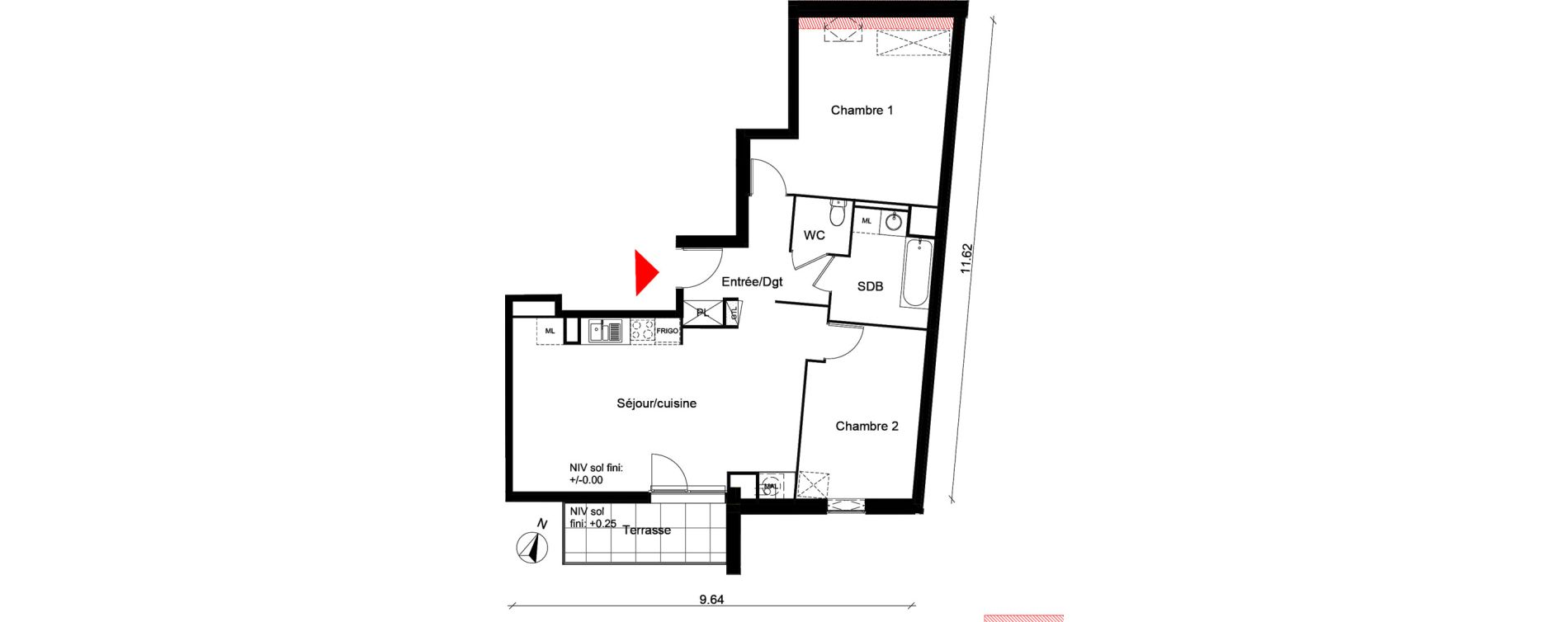 Appartement T3 de 71,42 m2 &agrave; Rouen Grammont