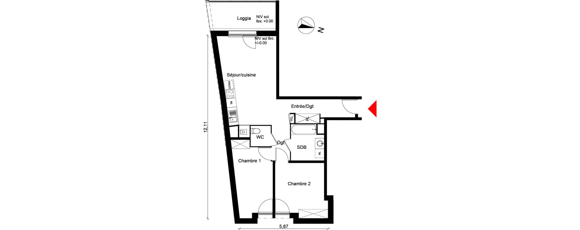 Appartement T3 de 62,03 m2 &agrave; Rouen Grammont