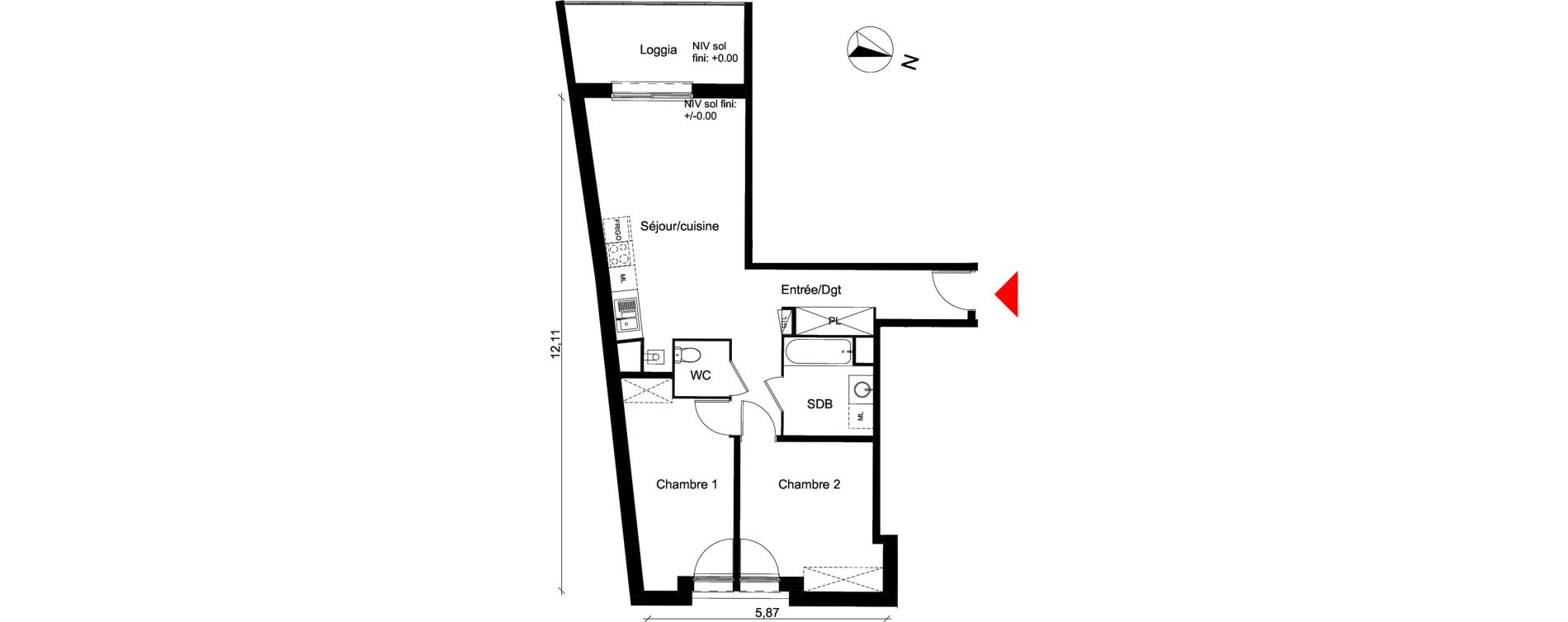 Appartement T3 de 62,47 m2 &agrave; Rouen Grammont