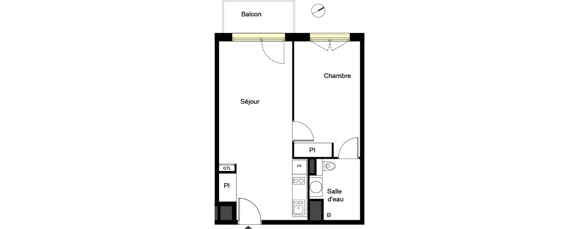 Appartement T2 de 42,79 m2 &agrave; Rouen Saint sever - orleans