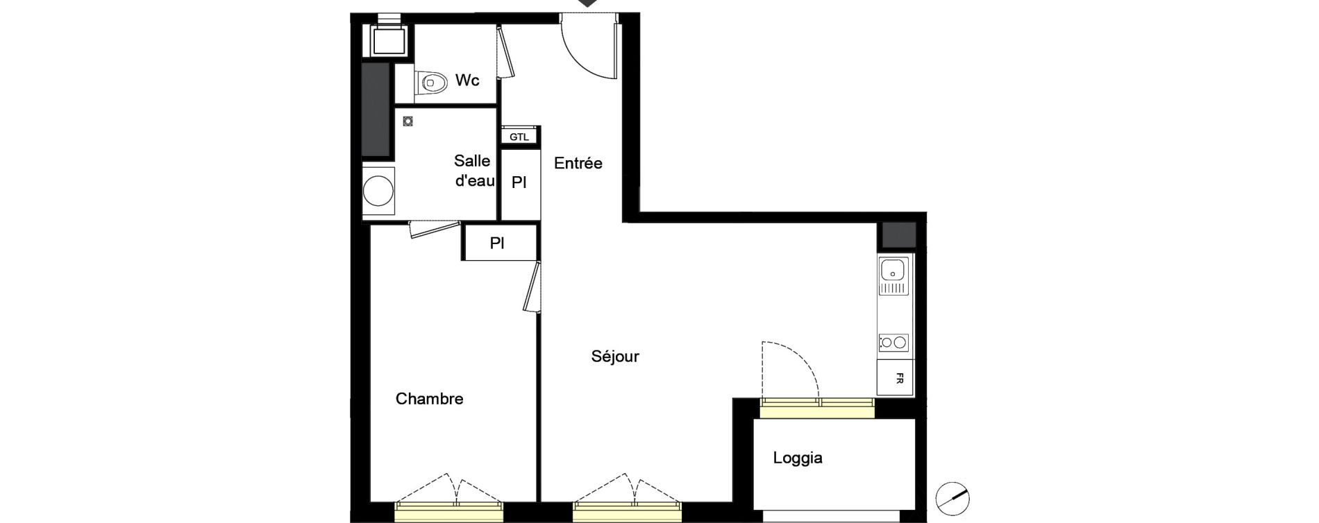 Appartement T2 de 49,43 m2 &agrave; Rouen Saint sever - orleans