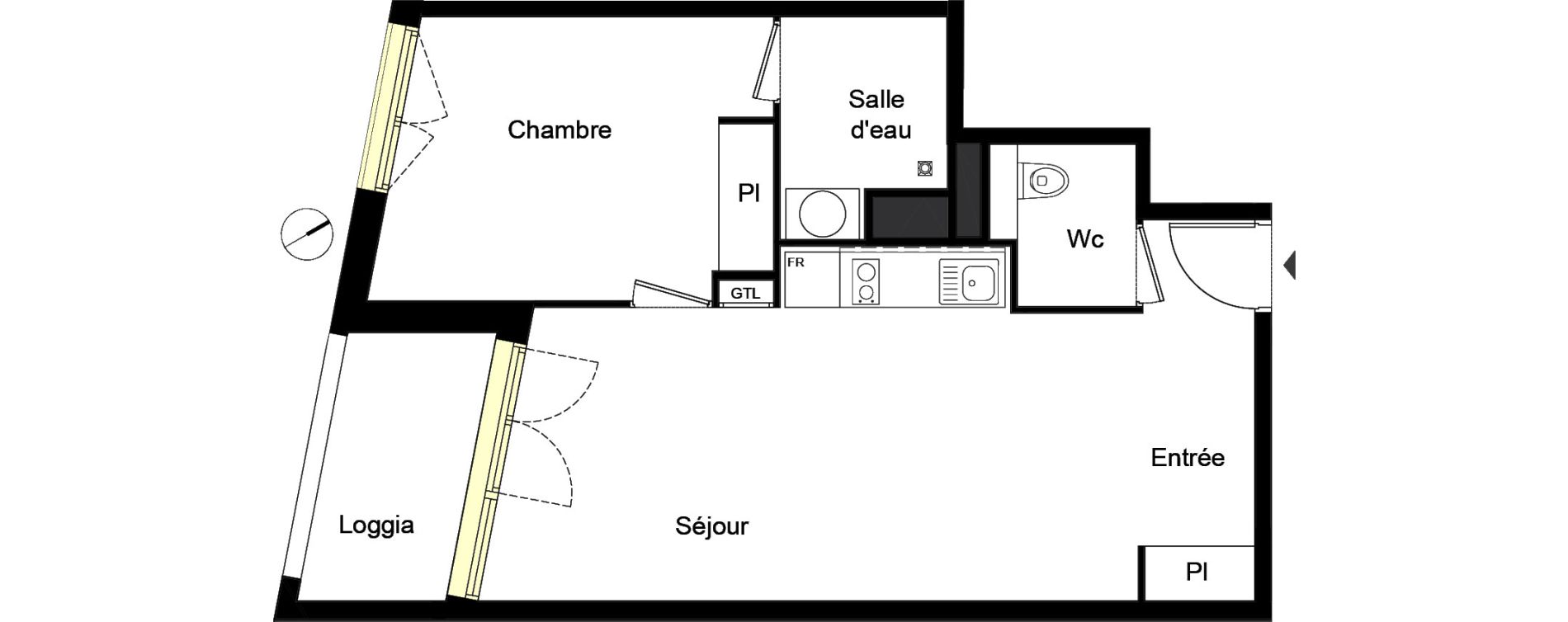 Appartement T2 de 47,89 m2 &agrave; Rouen Saint sever - orleans