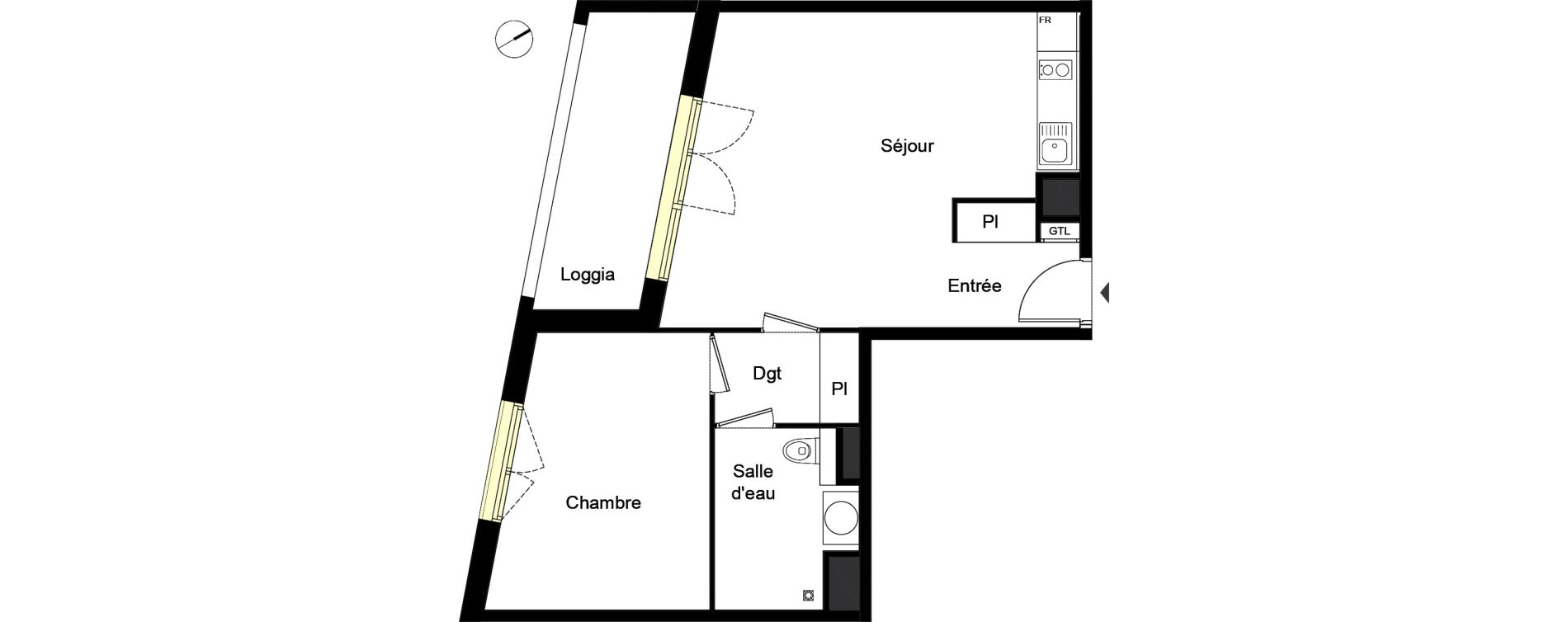 Appartement T2 de 48,70 m2 &agrave; Rouen Saint sever - orleans