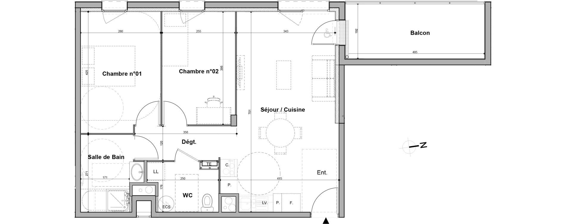 Appartement T3 de 59,94 m2 &agrave; Rouen Flaubert