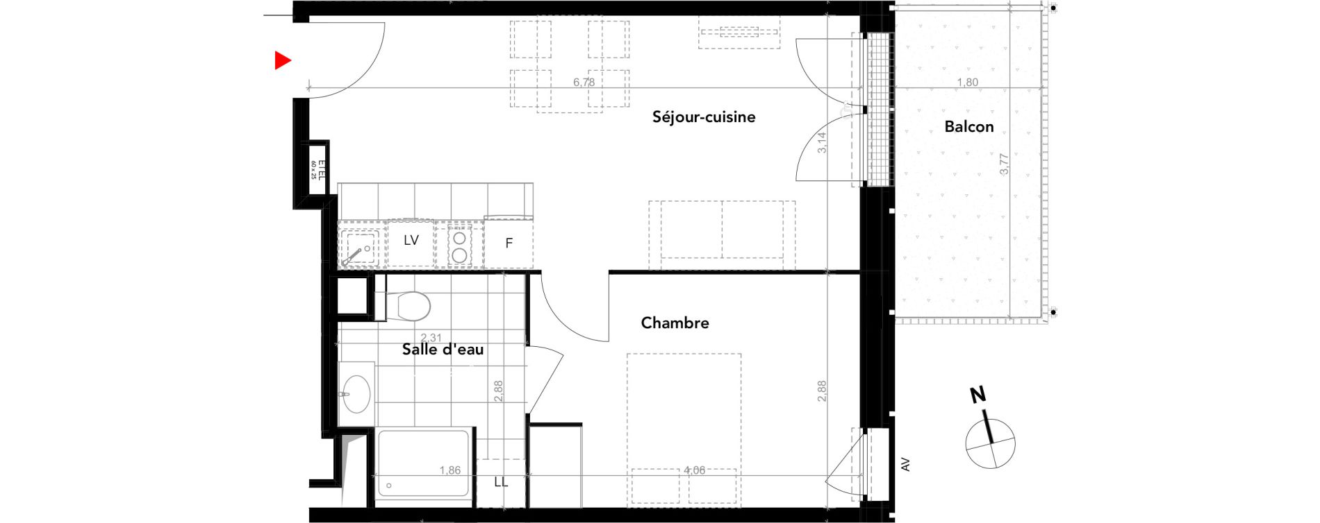 Appartement T2 de 38,39 m2 &agrave; Rouen Luciline