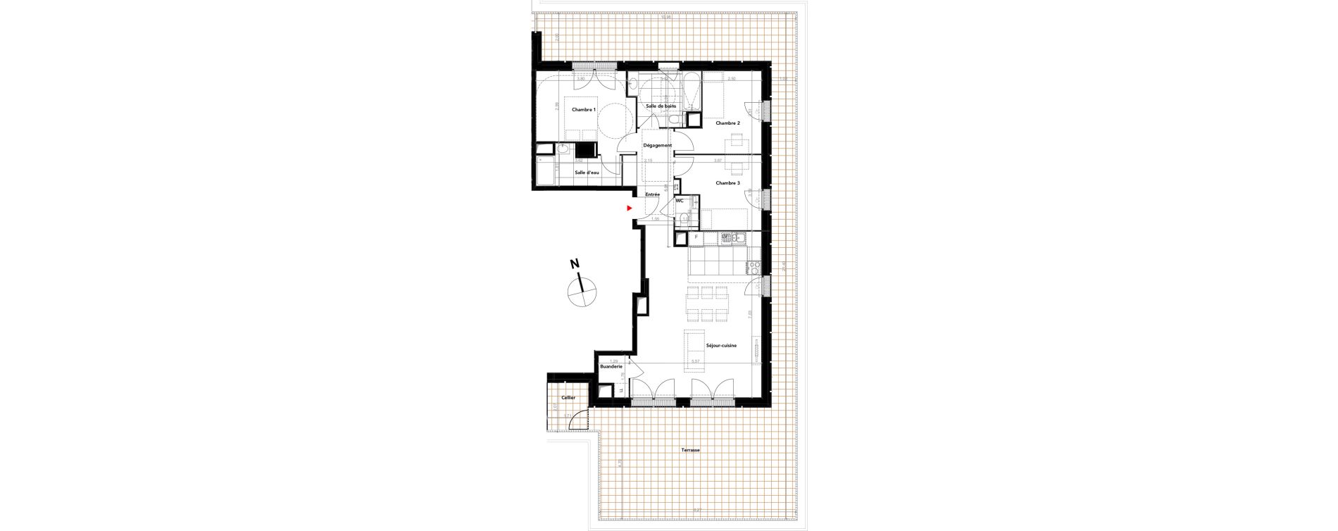 Appartement T4 de 90,95 m2 &agrave; Rouen Luciline