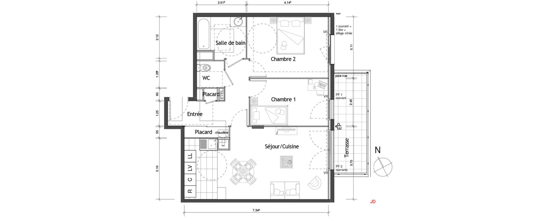 Appartement T3 de 64,10 m2 &agrave; Rouen Pasteur
