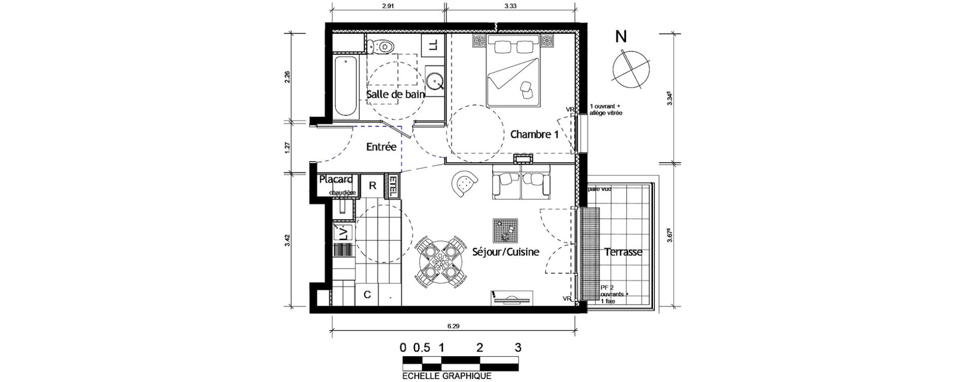 Appartement T2 de 43,40 m2 &agrave; Rouen Pasteur