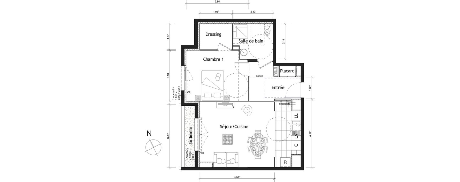 Appartement T2 de 49,70 m2 &agrave; Rouen Pasteur
