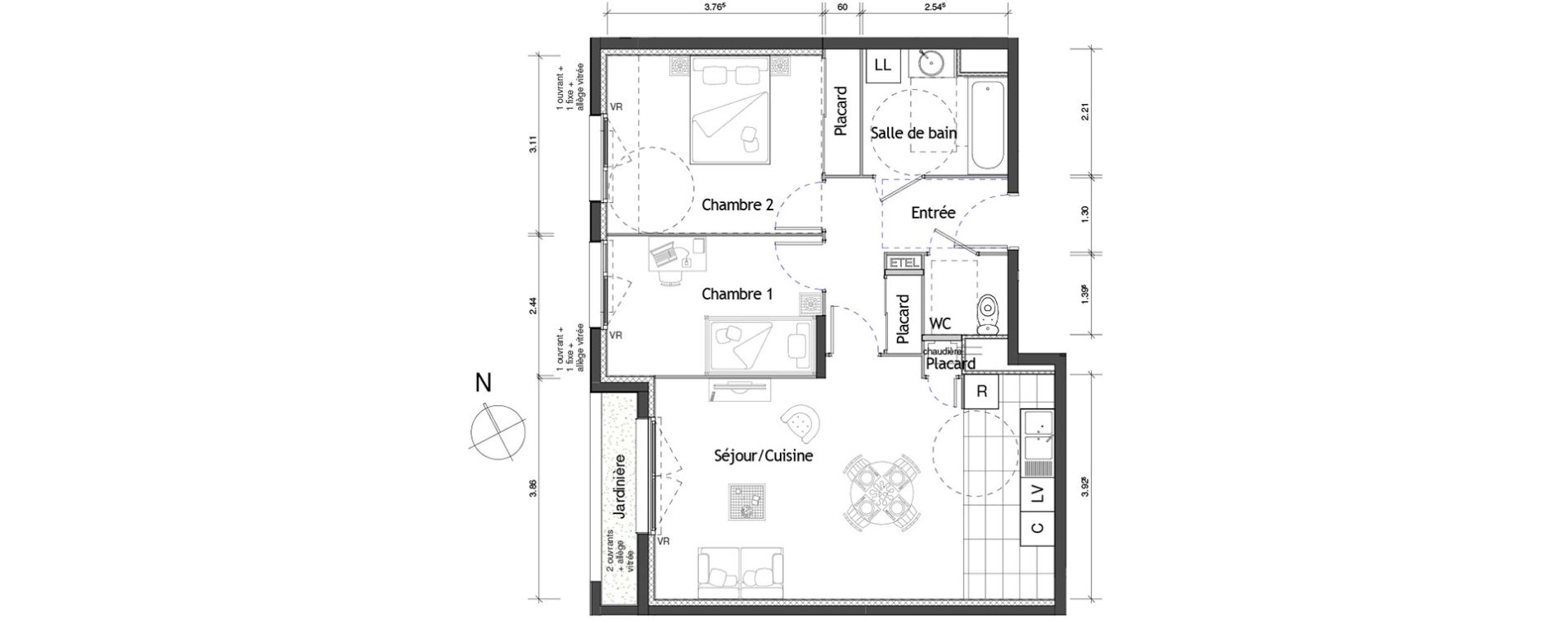 Appartement T3 de 64,30 m2 &agrave; Rouen Pasteur