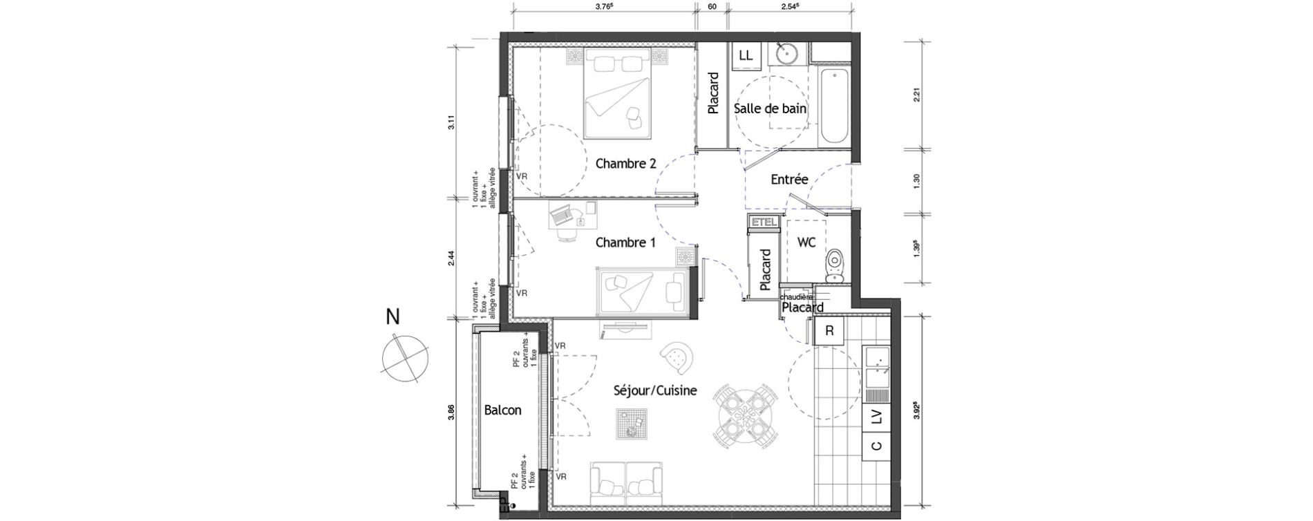 Appartement T3 de 64,40 m2 &agrave; Rouen Pasteur